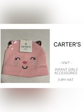 CARTER’S - 3/9M - NWT - INFANT / BABY GIRLS PINK LEOPARD CAT HAT